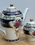 Romantic English Rose Teapot & Sugar Jar w/Lid Set | Sorelle Fine Porcelain - The Brooklyn Teacup