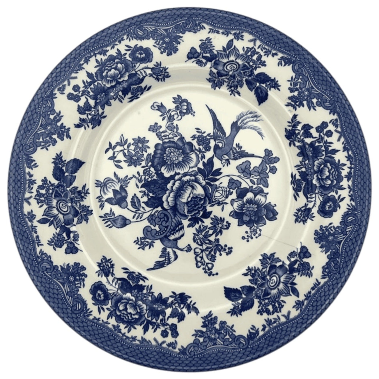 Close up of Asiatic Pheasant transferware china pattern