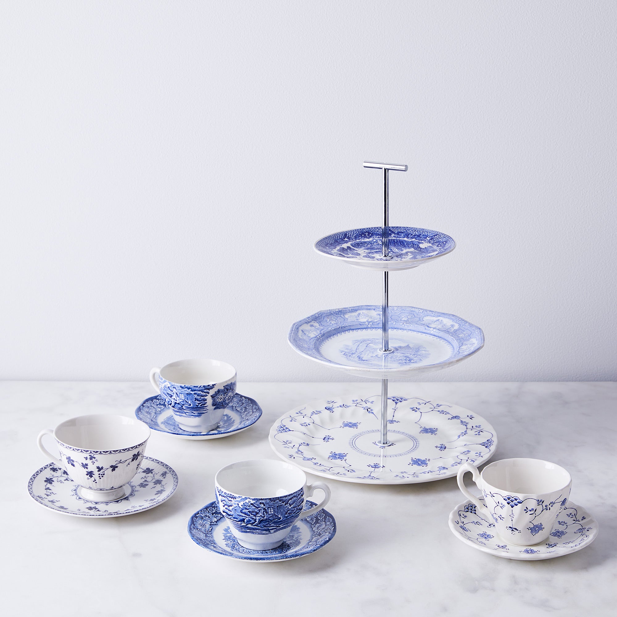 The Curated Blue &amp; White 3-Tier Tray