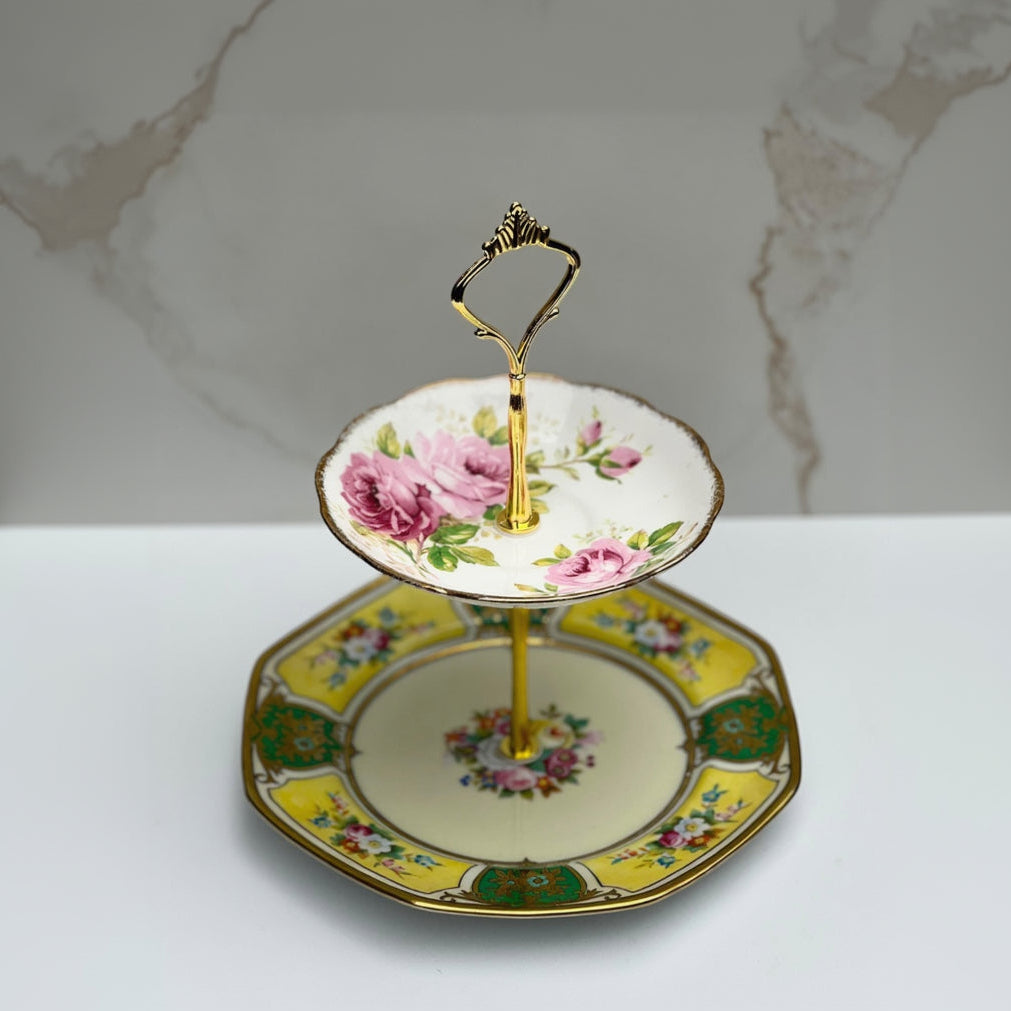 American Beauty Garden: Two - Tiered Tray | The Brooklyn Teacup - The Brooklyn Teacup