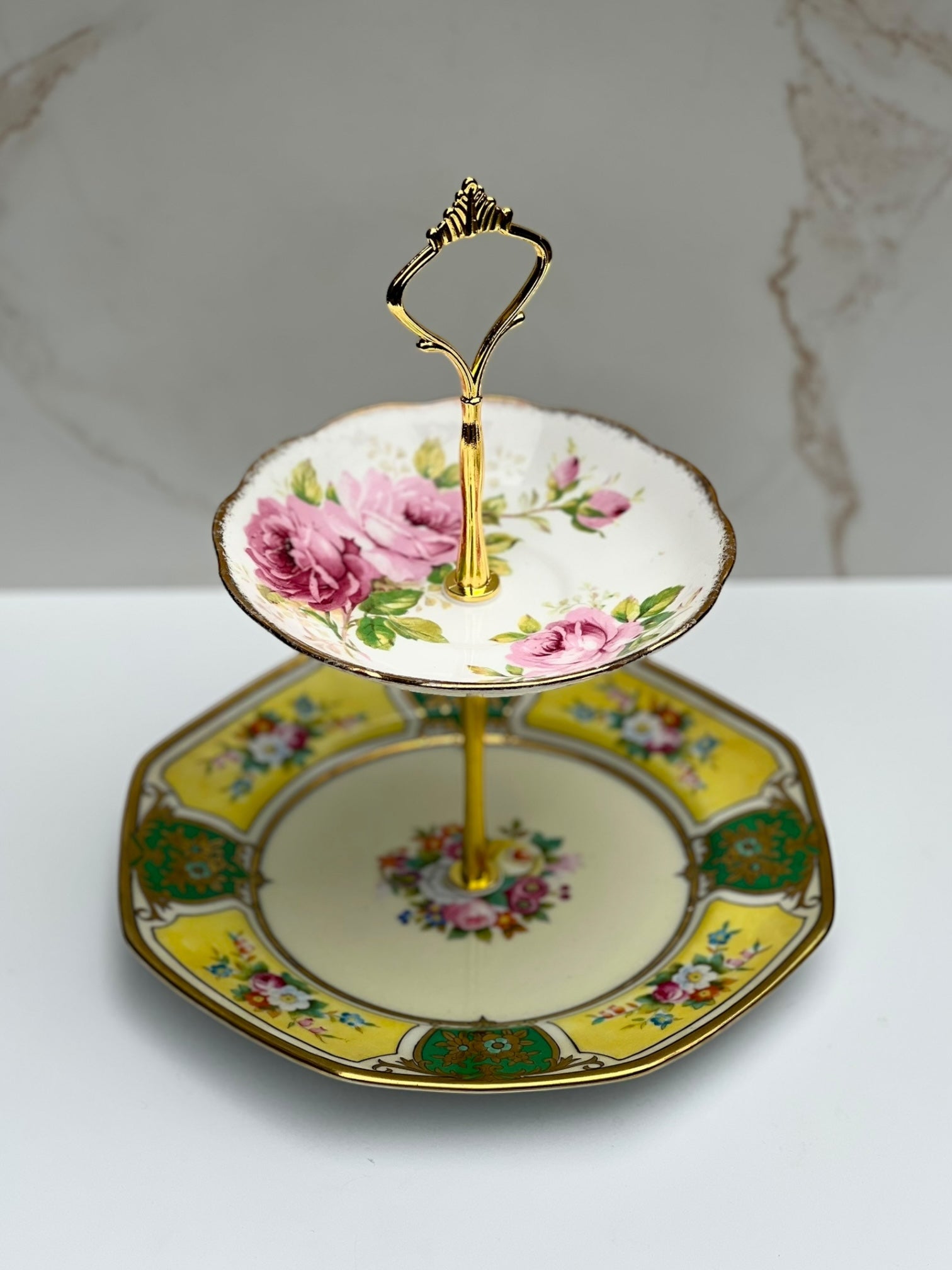 American Beauty Garden: Two - Tiered Tray | The Brooklyn Teacup - The Brooklyn Teacup