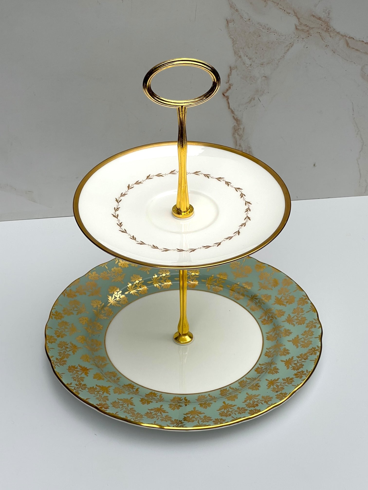 Aynsley Teal Metallic x Royal Doulton Covington Two - Tiered Tray | The Brooklyn Teacup - The Brooklyn Teacup