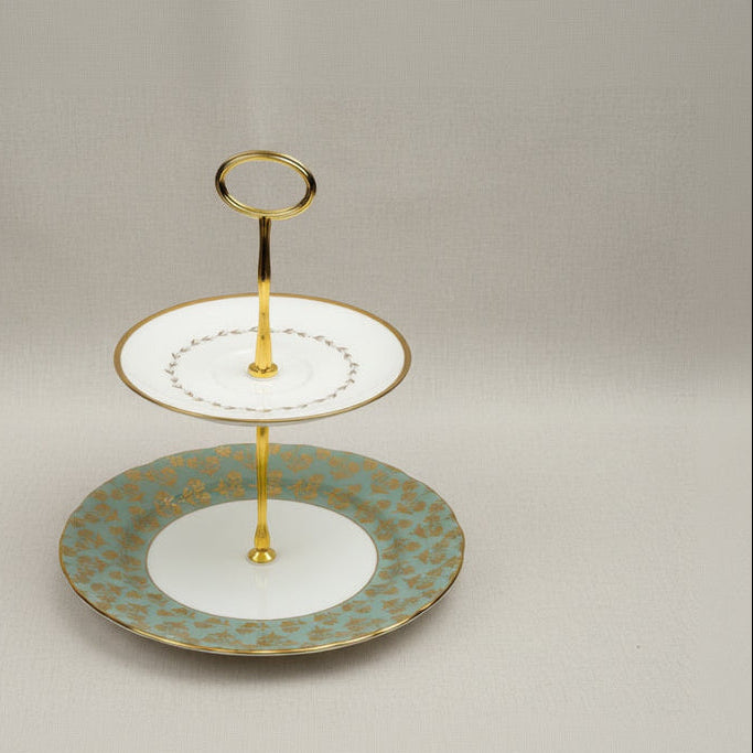 Aynsley Teal Metallic x Royal Doulton Covington Two - Tiered Tray | The Brooklyn Teacup - The Brooklyn Teacup