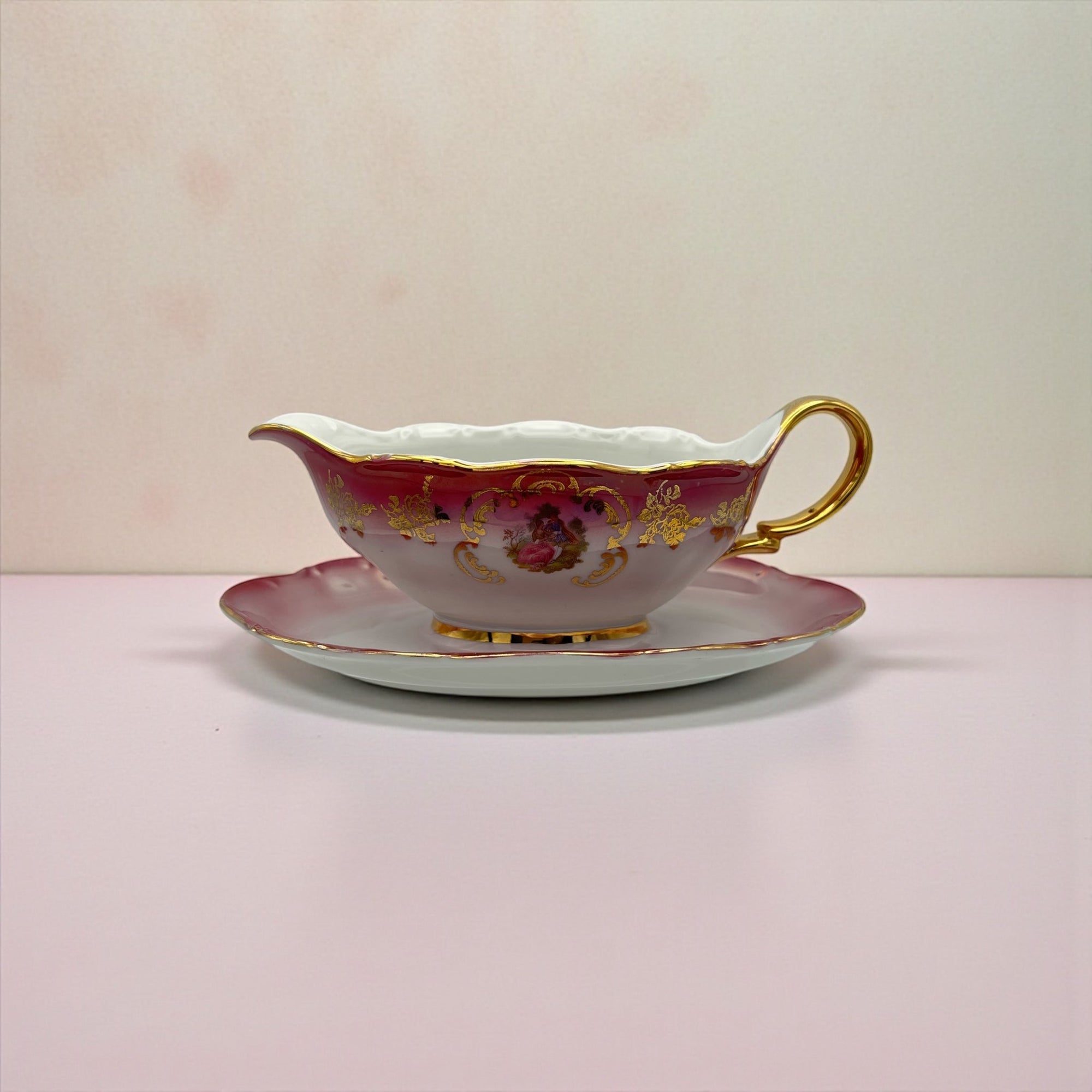 Bavarian Courting Couple Gravy Boat with Underplate | The Brooklyn Teacup - The Brooklyn Teacup