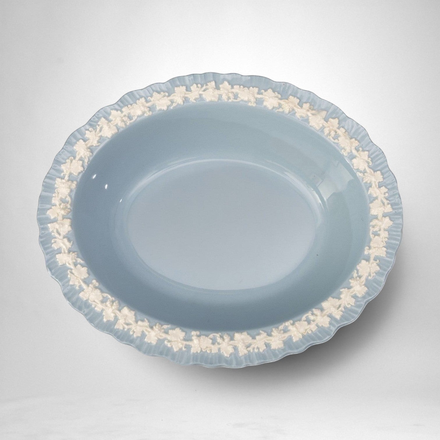 Blue Queensware Oval Serving Bowl (~10") | The Brooklyn Teacup - The Brooklyn Teacup