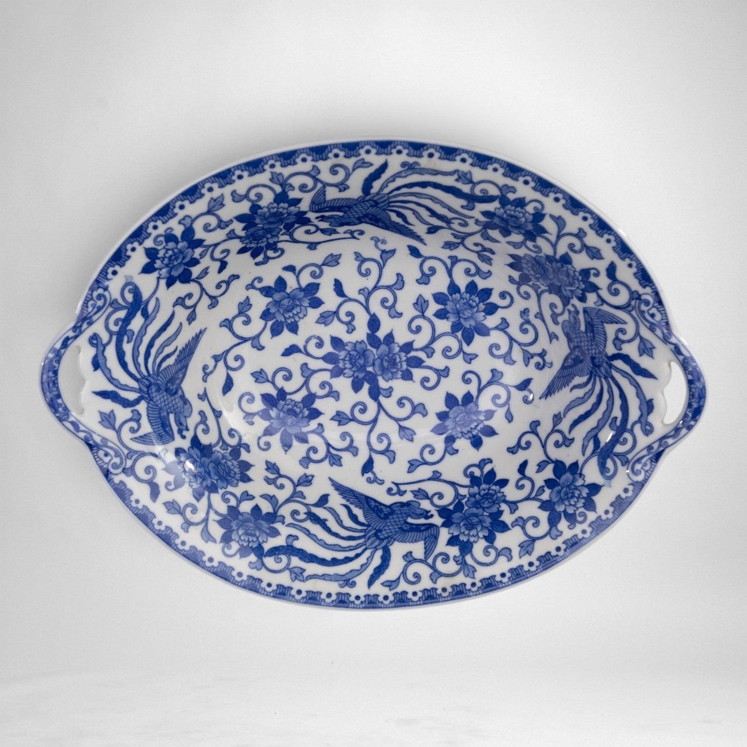 Blue & White Oval Serving Bowl (~9") | The Brooklyn Teacup - The Brooklyn Teacup