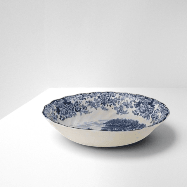 Blue & White Oval Serving Bowl (~9") | The Brooklyn Teacup - The Brooklyn Teacup