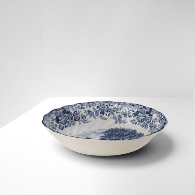Blue & White Oval Serving Bowl (~9") | The Brooklyn Teacup - The Brooklyn Teacup