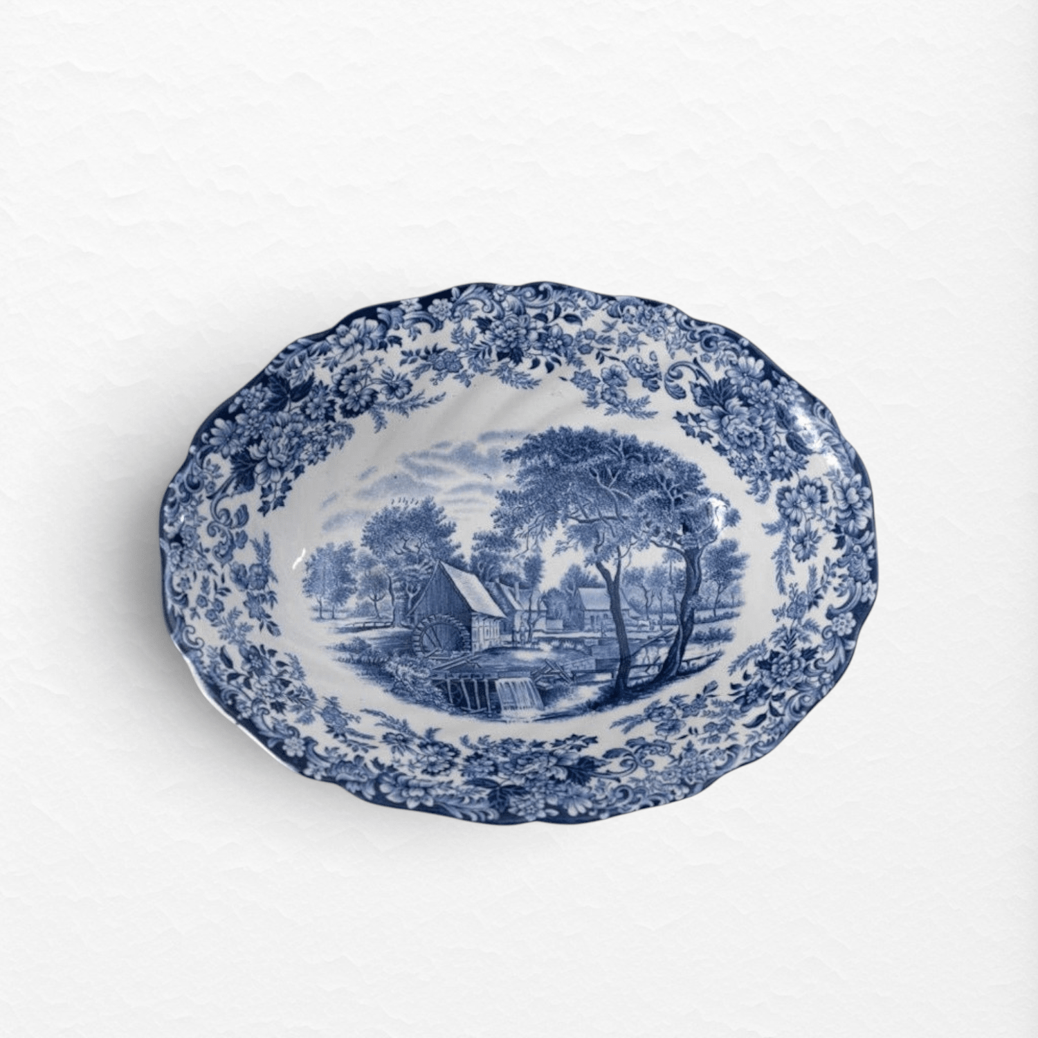 Blue & White Oval Serving Bowl (~9") | The Brooklyn Teacup - The Brooklyn Teacup
