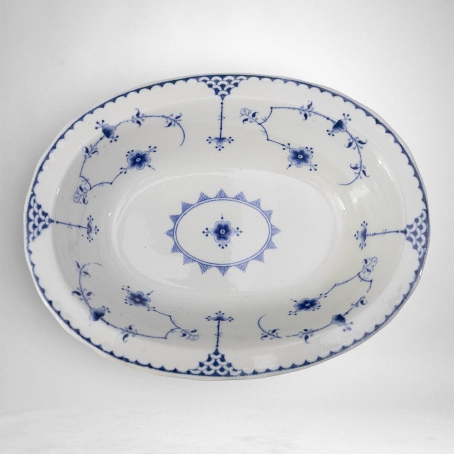 Blue & White Oval Serving Bowl (~9") | The Brooklyn Teacup - The Brooklyn Teacup