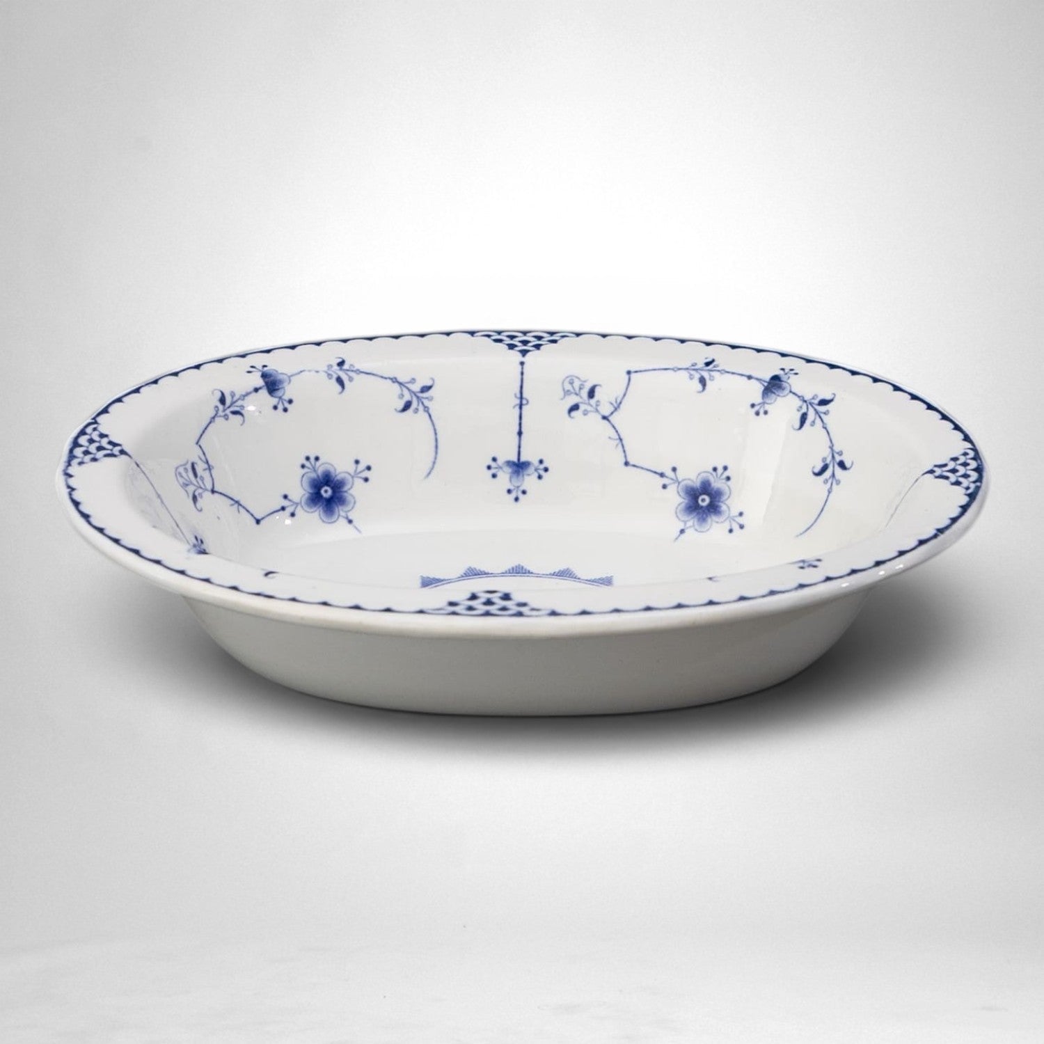 Blue & White Oval Serving Bowl (~9") | The Brooklyn Teacup - The Brooklyn Teacup