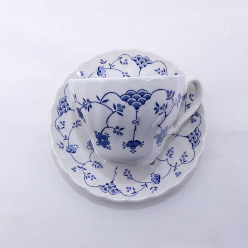 tea cup and saucer planter b&m Blue & White Ceramic Teacup Planter with Drainage – The Brooklyn Teacup
