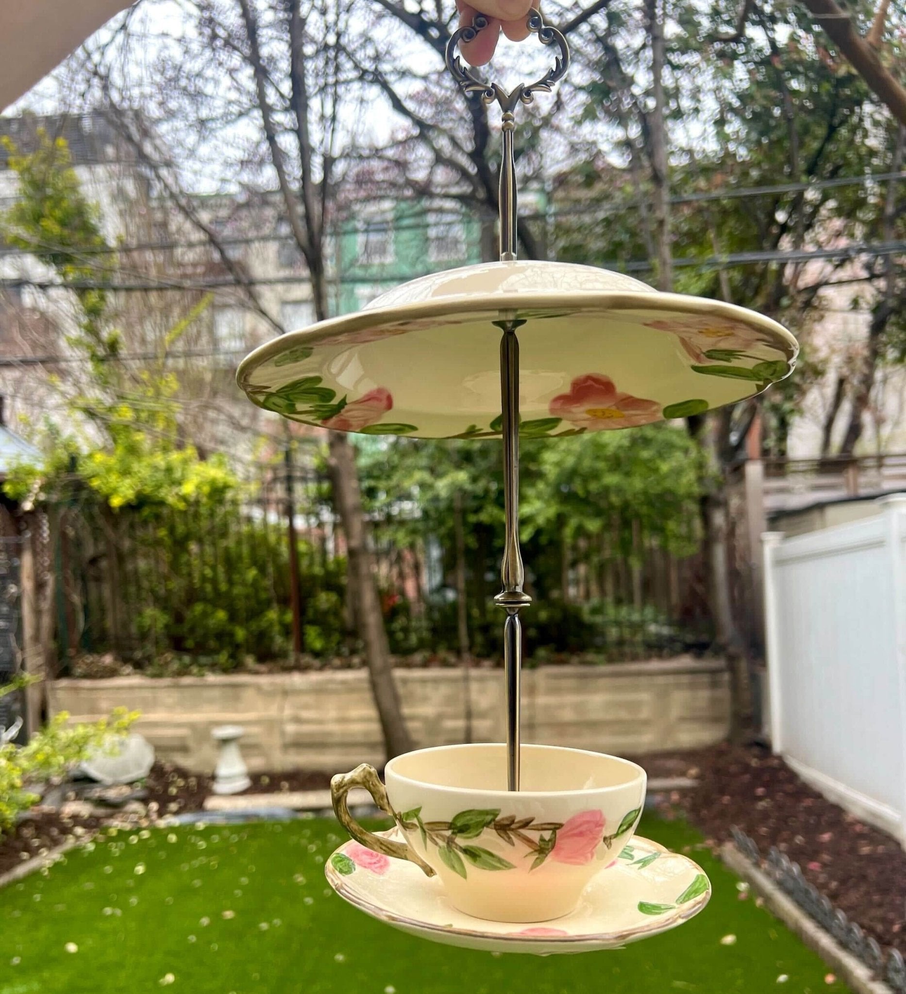 Desert Rose Teacup Bird Feeder | The Brooklyn Teacup - The Brooklyn Teacup