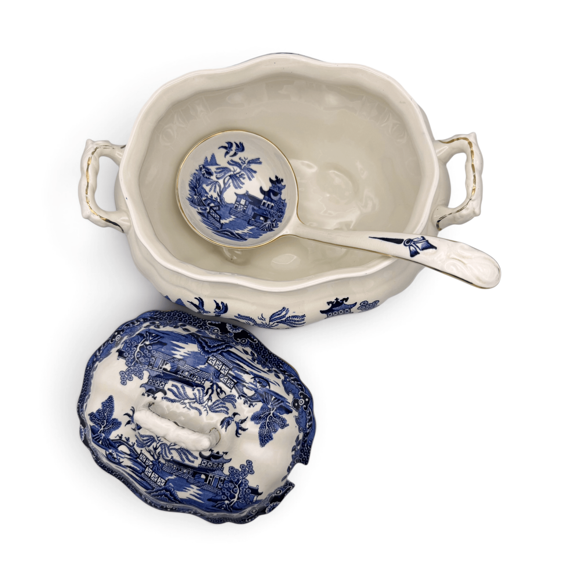 Footed Chinoiserie Soup Tureen with Spoon | The Brooklyn Teacup - The Brooklyn Teacup