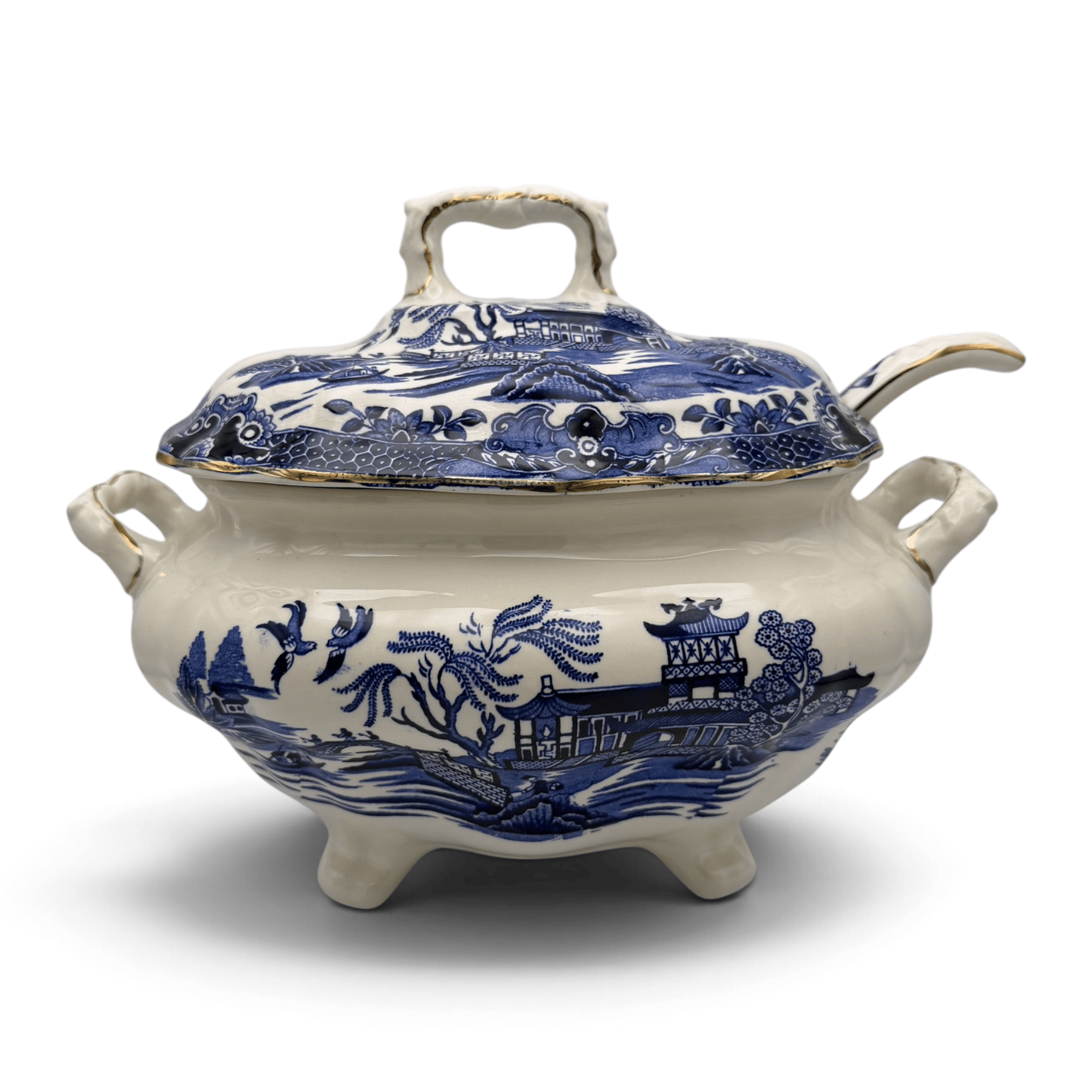 Footed Chinoiserie Soup Tureen with Spoon | The Brooklyn Teacup - The Brooklyn Teacup