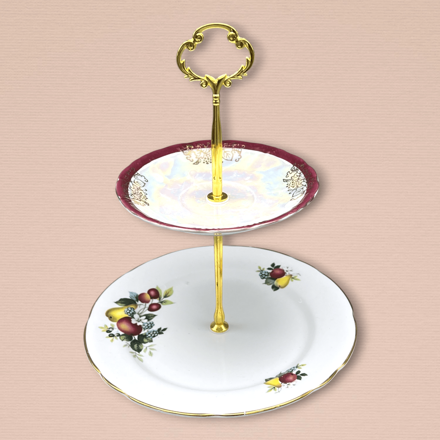 Fruit & Ruby Lustre Two - Tier Tray | The Brooklyn Teacup - The Brooklyn Teacup