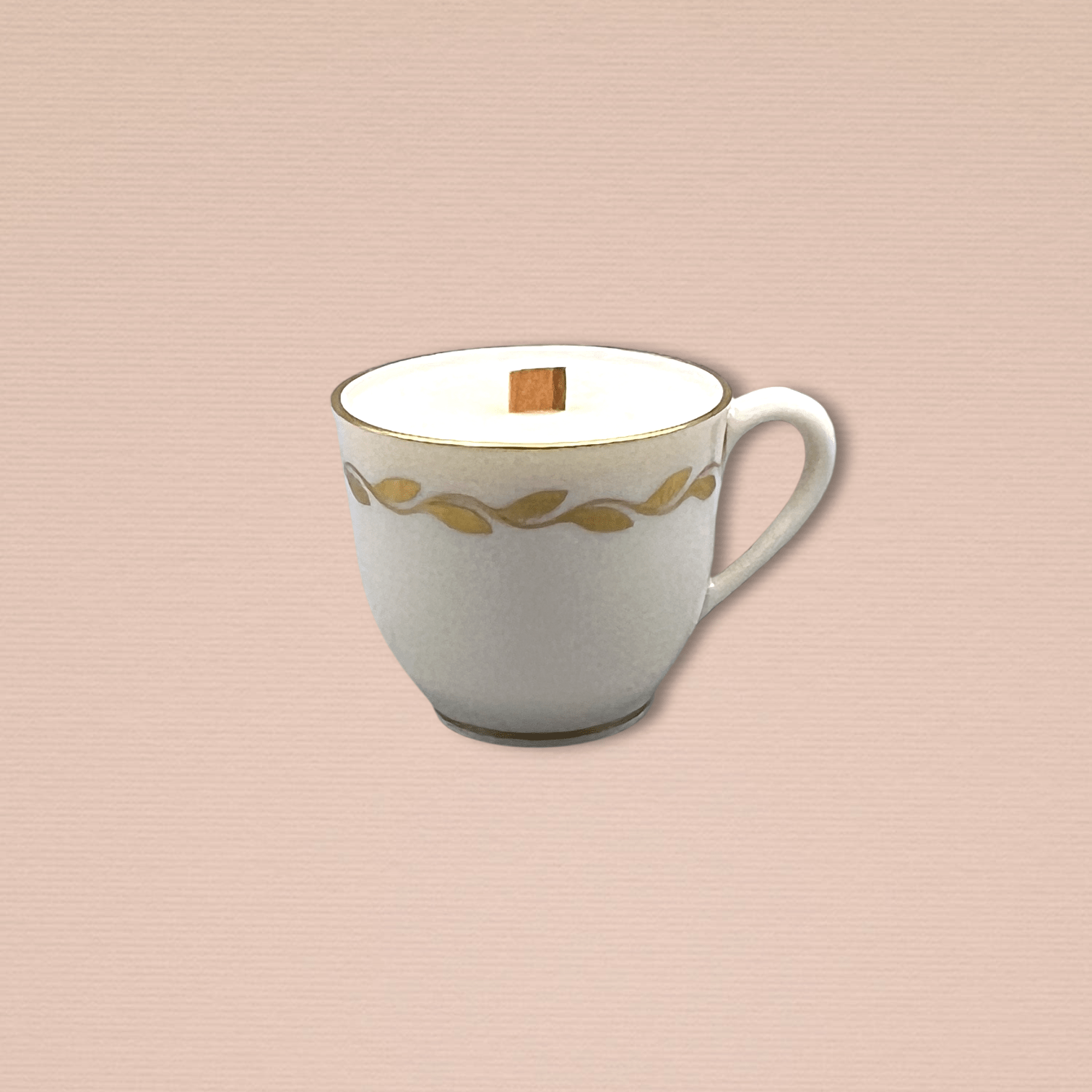 Gold Laurel Vintage Teacup Candle – Hand - Poured Soy with Wooden Wick | The Brooklyn Teacup - The Brooklyn Teacup