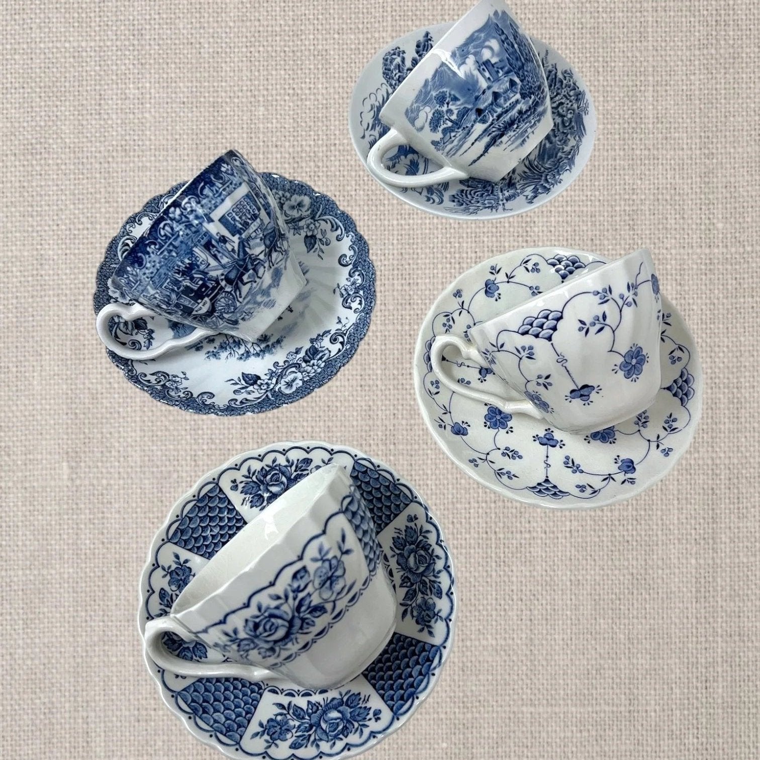 Gracious Teacups & Saucers (Set of 4)