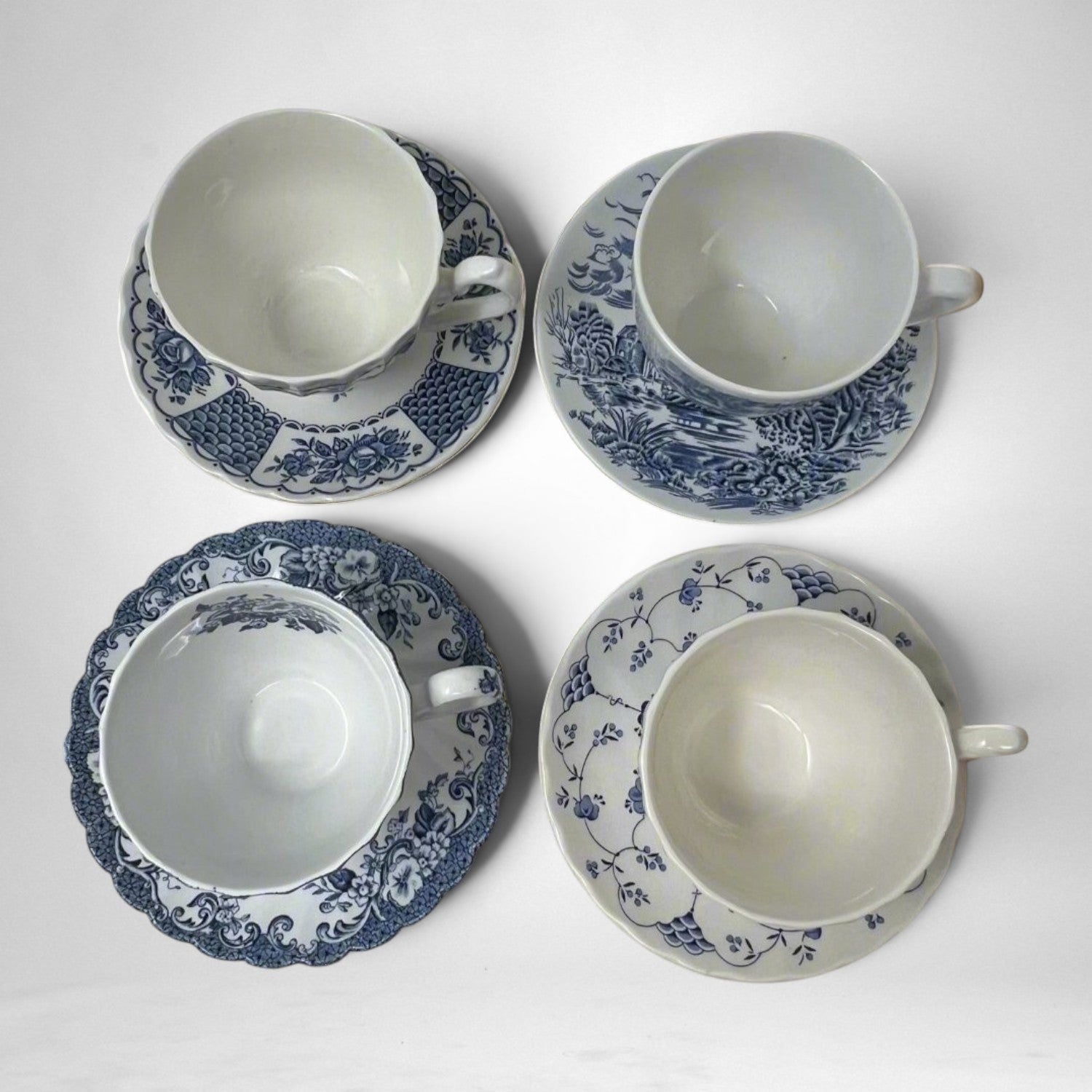 Handpicked Blue & White Teacup & Saucer Set (sold in sets of 4) | The Brooklyn Teacup - The Brooklyn Teacup