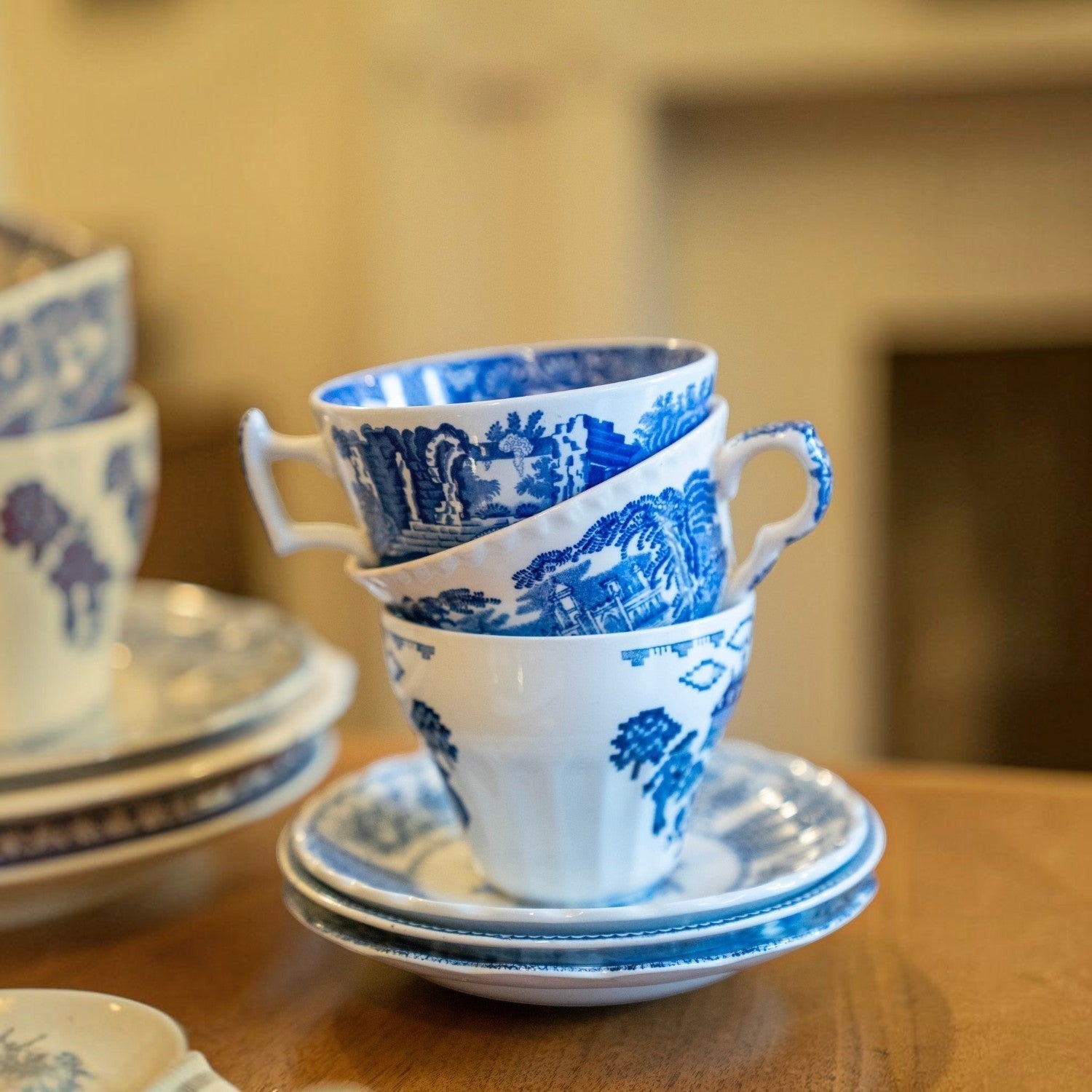 Handpicked Blue &amp; White Teacup &amp; Saucer Set (sold in sets of 4) | The Brooklyn Teacup - The Brooklyn Teacup