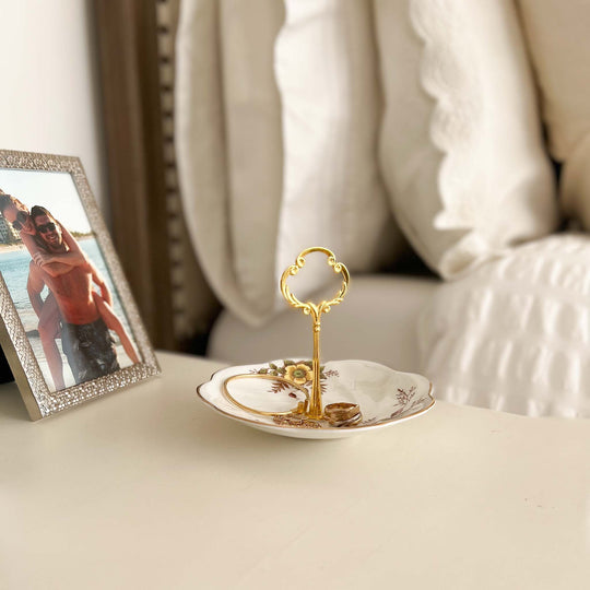 "My oldest keeps the ring dish on her nightstand!"