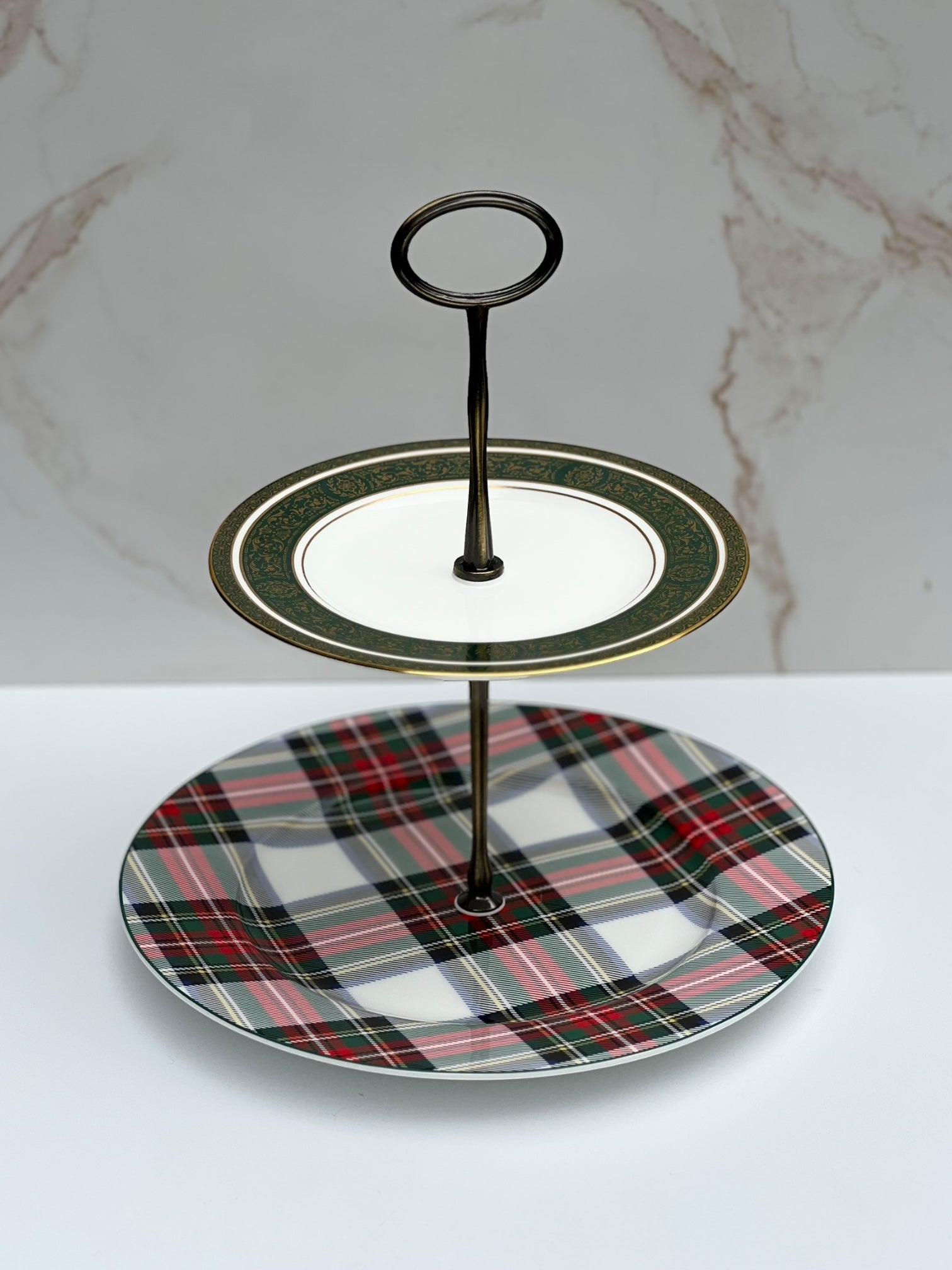 Mikasa Tartan x Royal Doulton Vanborough Two - Tiered Tray | The Brooklyn Teacup - The Brooklyn Teacup