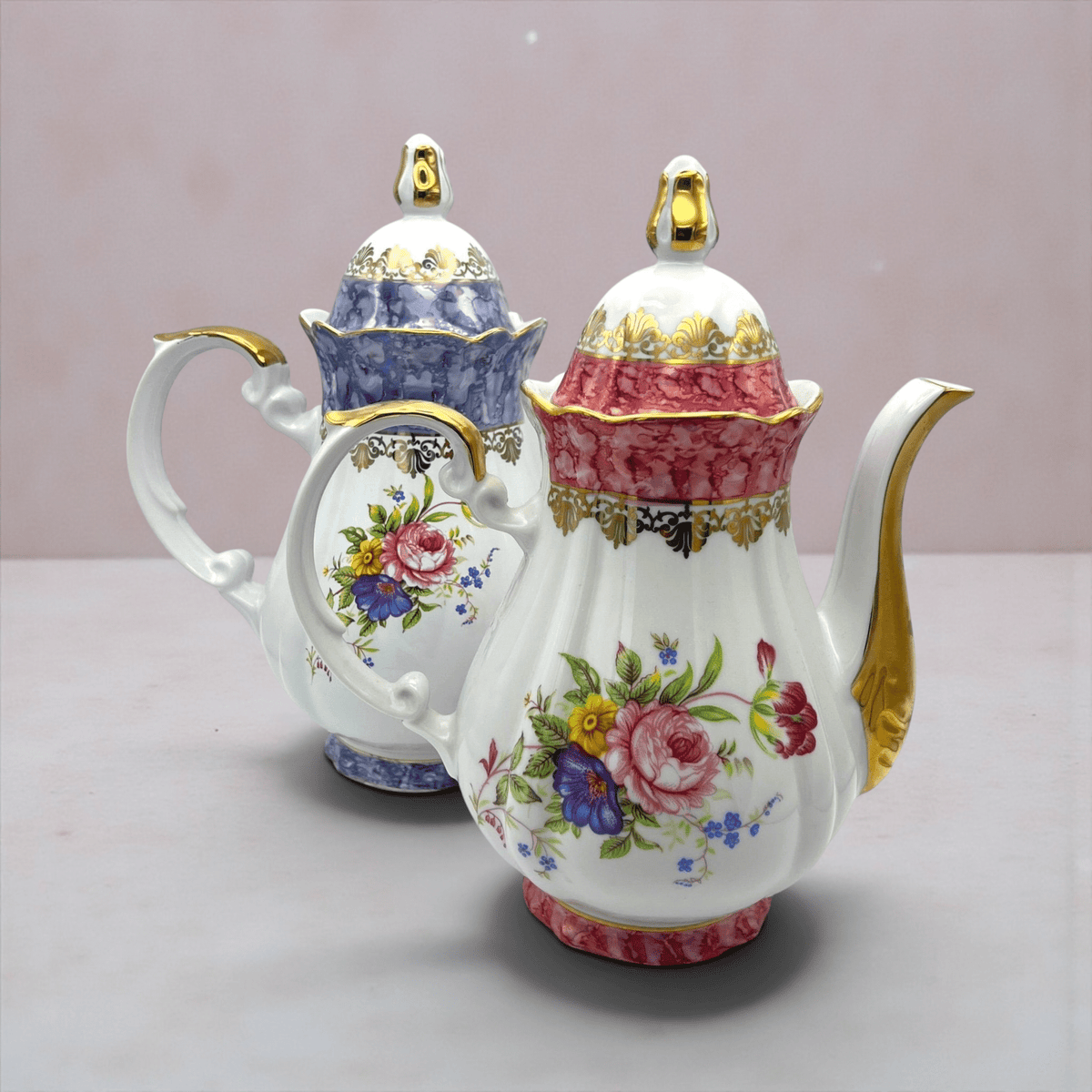 Flonal Pot Ornate Pink Purple Vintage Coffee Pot | The Brooklyn Teacup