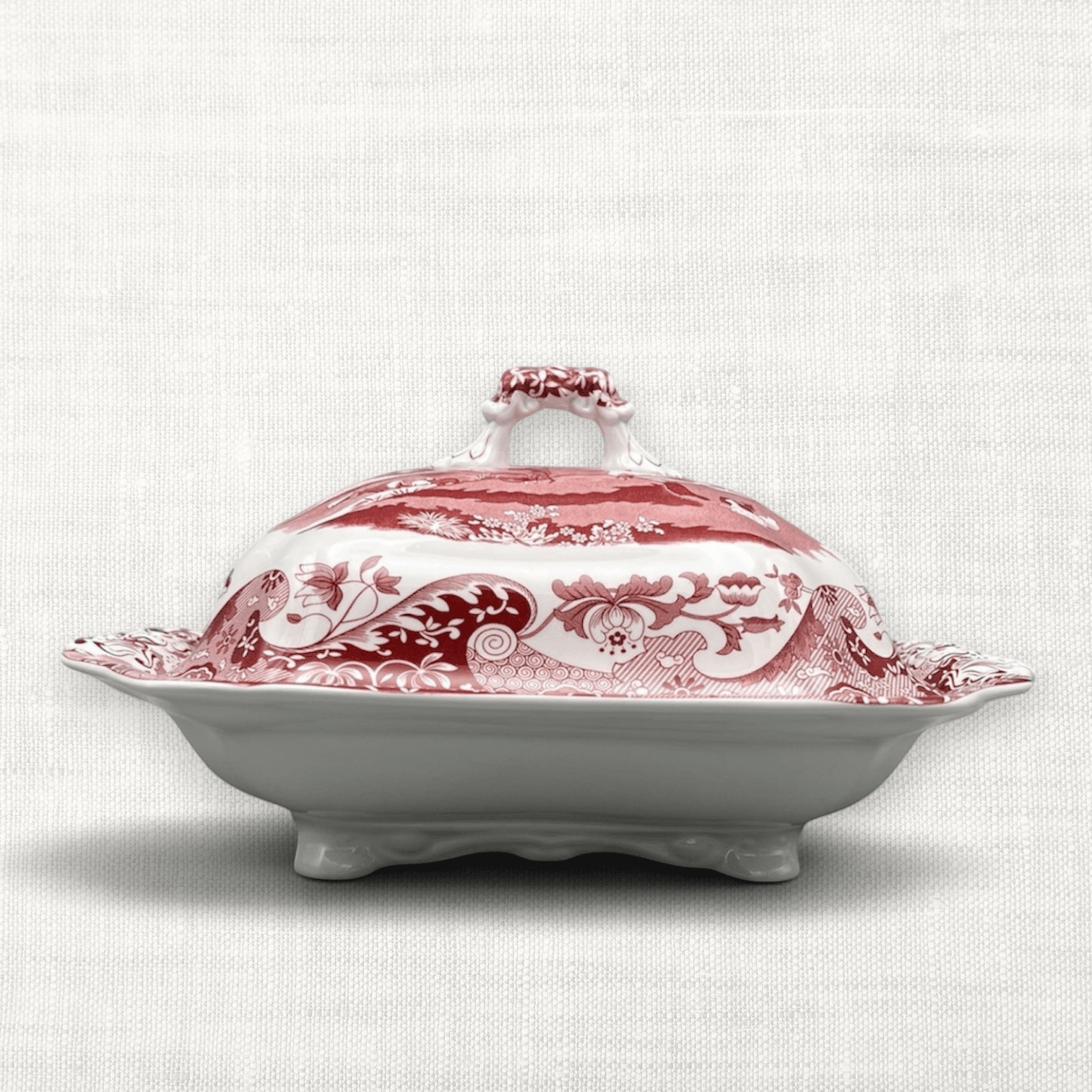 Spode Red Transferware Covered Serving Dish | The Brooklyn Teacup - The Brooklyn Teacup