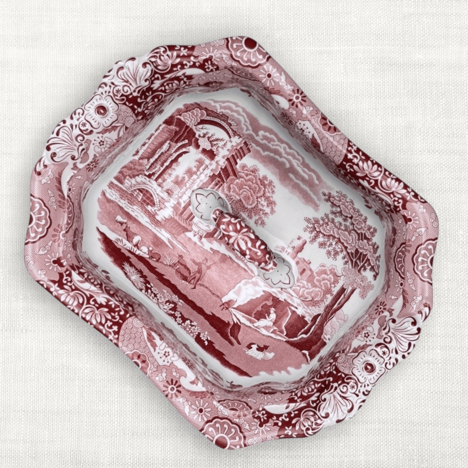 Spode Red Transferware Covered Serving Dish | The Brooklyn Teacup - The Brooklyn Teacup
