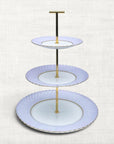 The Brooklyn Teacup custom three-tier serving tray made from three vintage plates with gold hardware