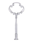 The Brooklyn Teacup ornate silver metal tiered tray hardware with decorative handle and rods.