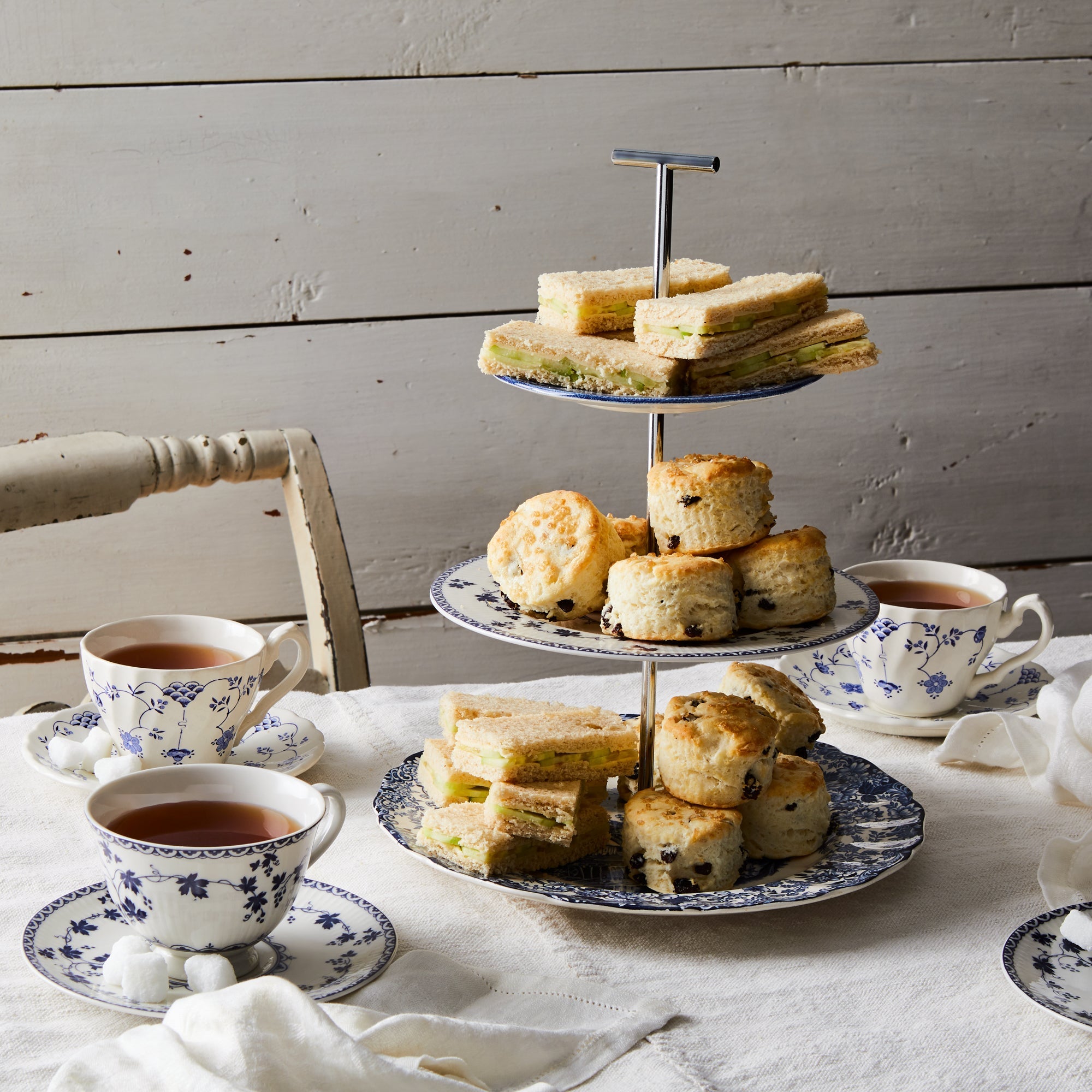 The Curated Blue &amp; White 3-Tier Tray | The Brooklyn Teacup - The Brooklyn Teacup