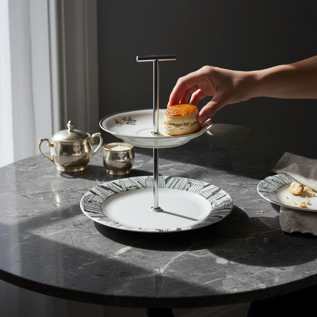The Silver Metropolitan Two Tier | Manhattan Skyline x Cmielow - The Brooklyn Teacup