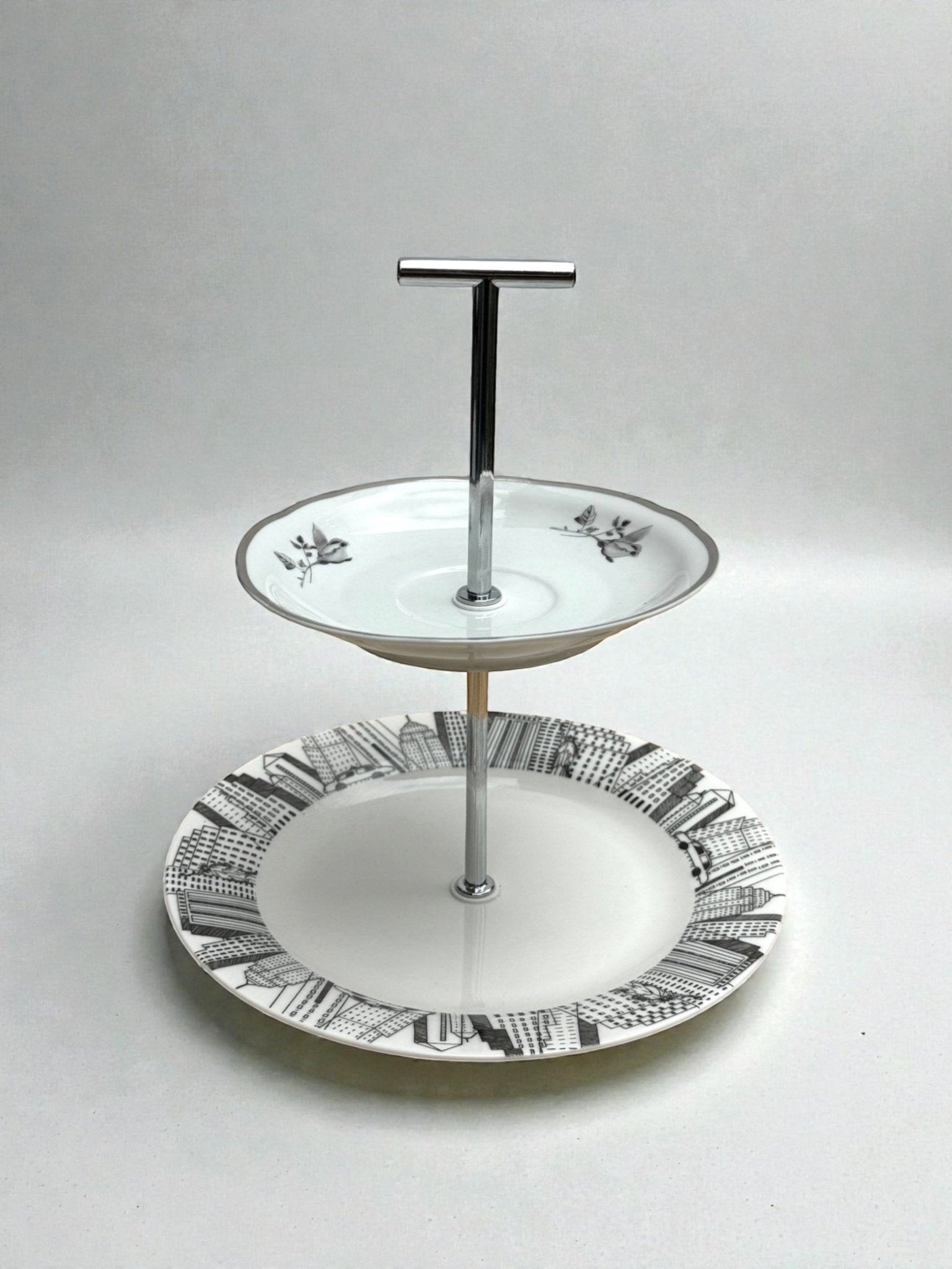 The Silver Metropolitan Two Tier | Manhattan Skyline x Cmielow - The Brooklyn Teacup