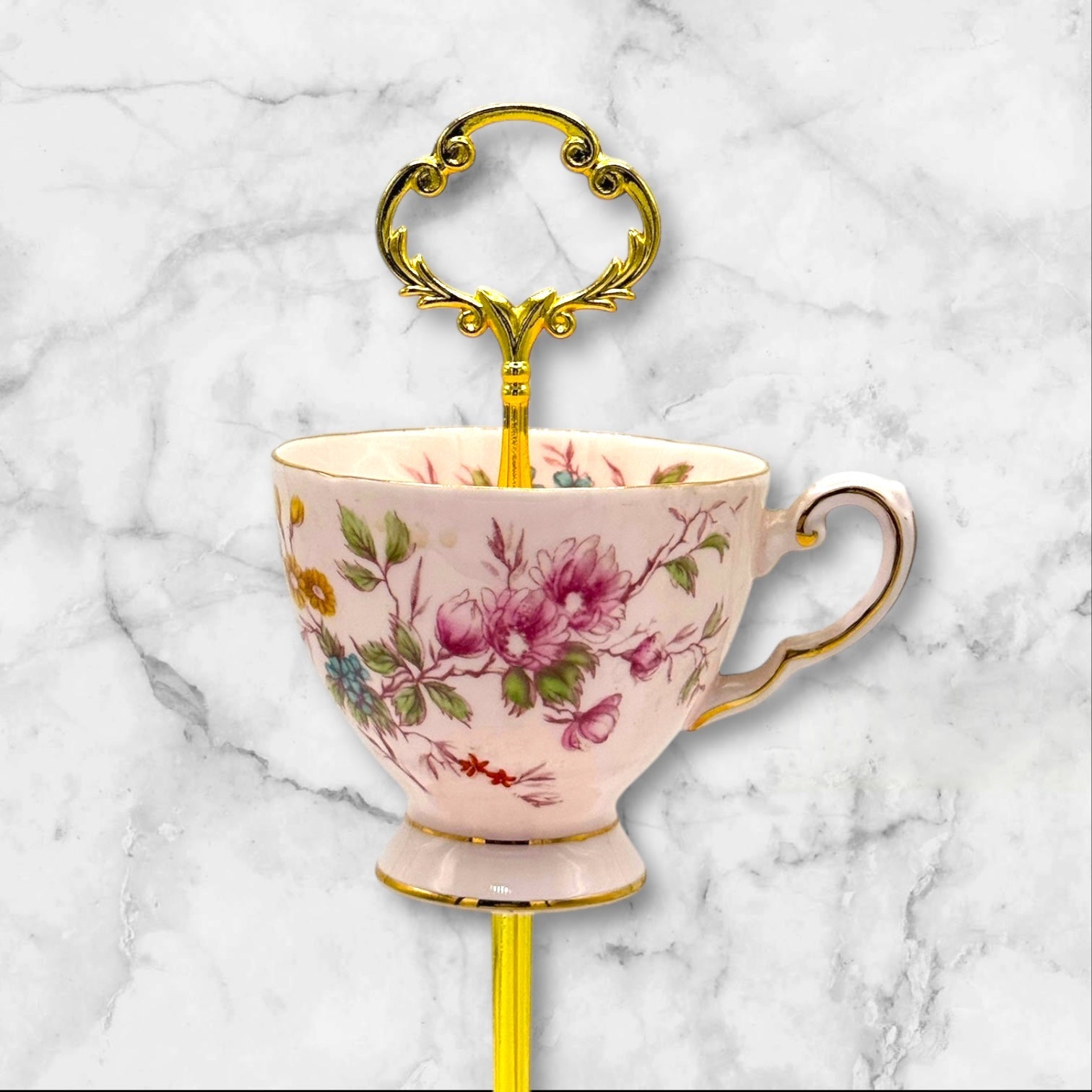 Tuscan Pale Pink Blooms Teacup Stand | The Brooklyn Teacup - The Brooklyn Teacup
