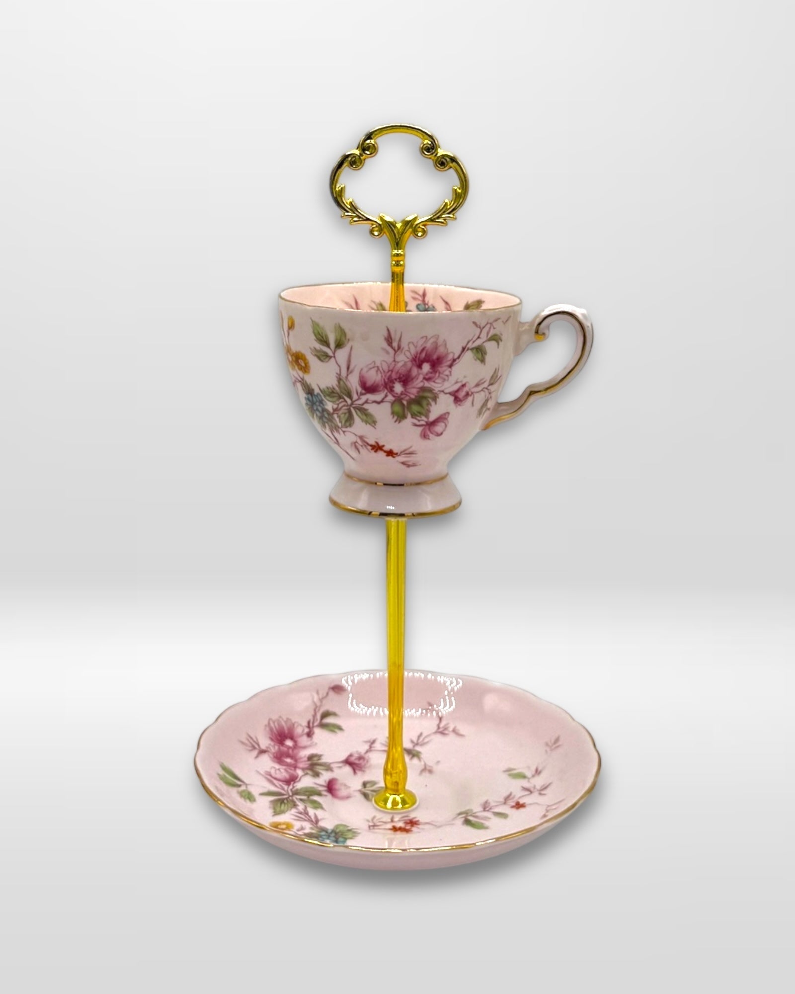 Tuscan Pale Pink Blooms Teacup Stand | The Brooklyn Teacup - The Brooklyn Teacup