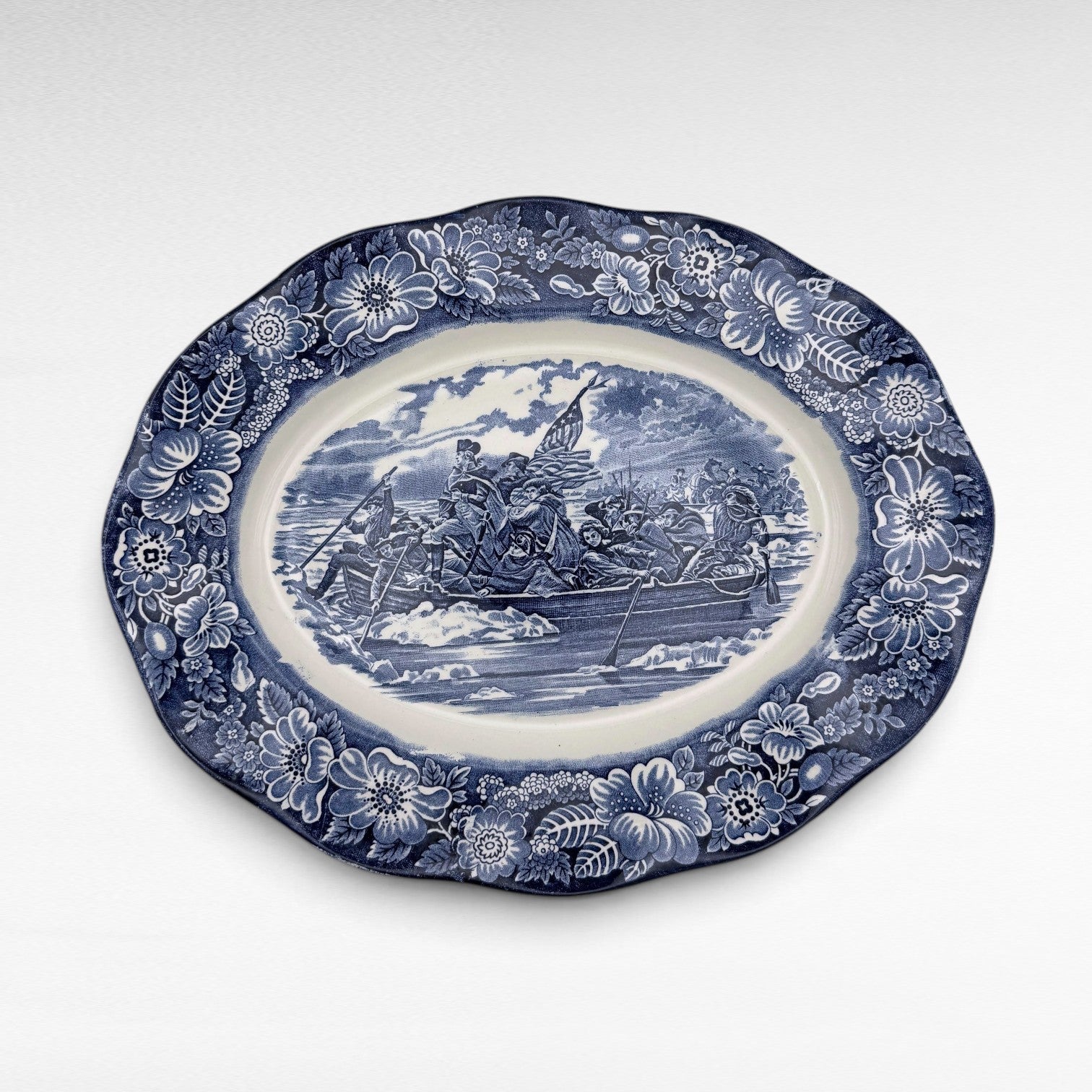 Vintage Blue &amp; White Oval Platter | The Brooklyn Teacup - The Brooklyn Teacup