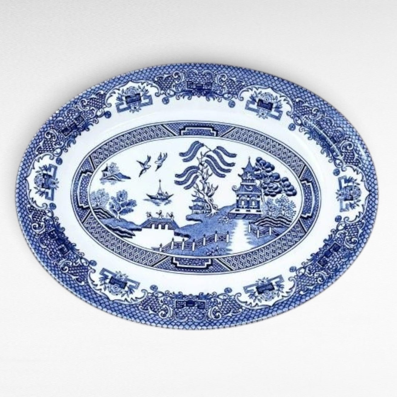 Vintage Blue & White Oval Tray (~12") | The Brooklyn Teacup - The Brooklyn Teacup