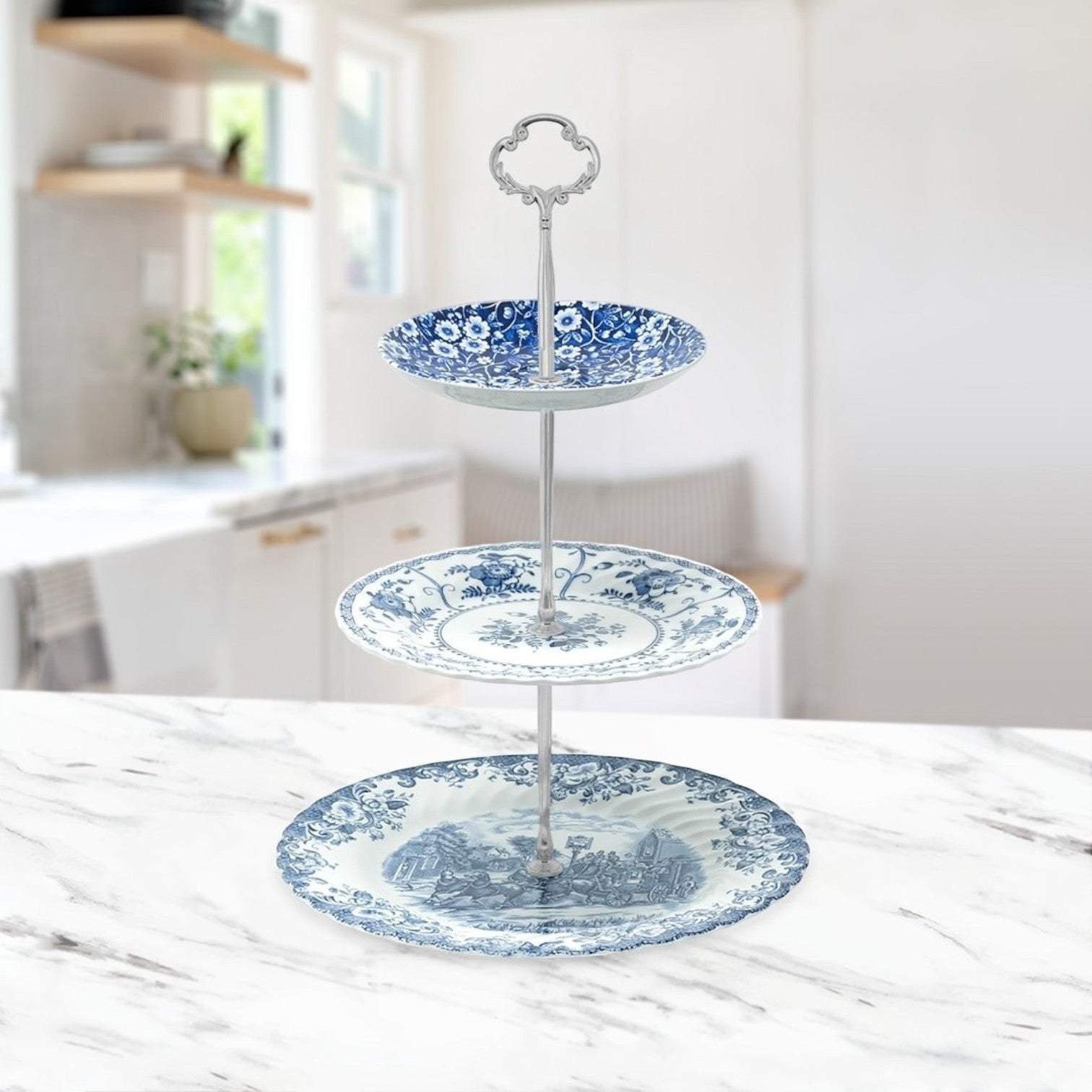 Your Signature Blue &amp; White 3-Tier Tray | The Brooklyn Teacup - The Brooklyn Teacup