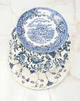 An example of 3 Tiered Serving Trays - blue and white patterns with floral, nordic-inspired and colonial motifs