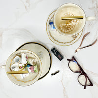 Ivory & Gold Wreath Teacup Stand Trinket Tray | Lenox - The Brooklyn Teacup