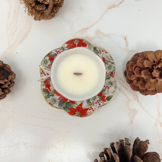 Petite Poinsettia Teacup Candle | The Brooklyn Teacup - The Brooklyn Teacup